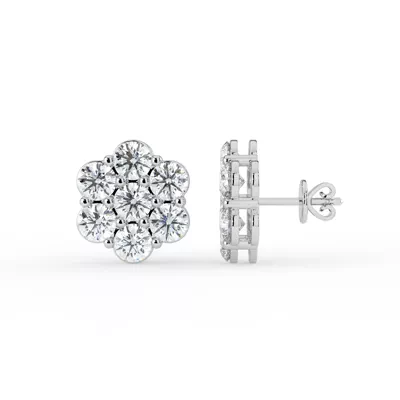 Lab Diamond Flower Cluster Stud Earrings