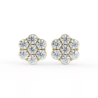 Lab Diamond Flower Cluster Stud Earrings