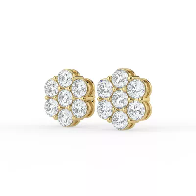 Lab Diamond Flower Cluster Stud Earrings
