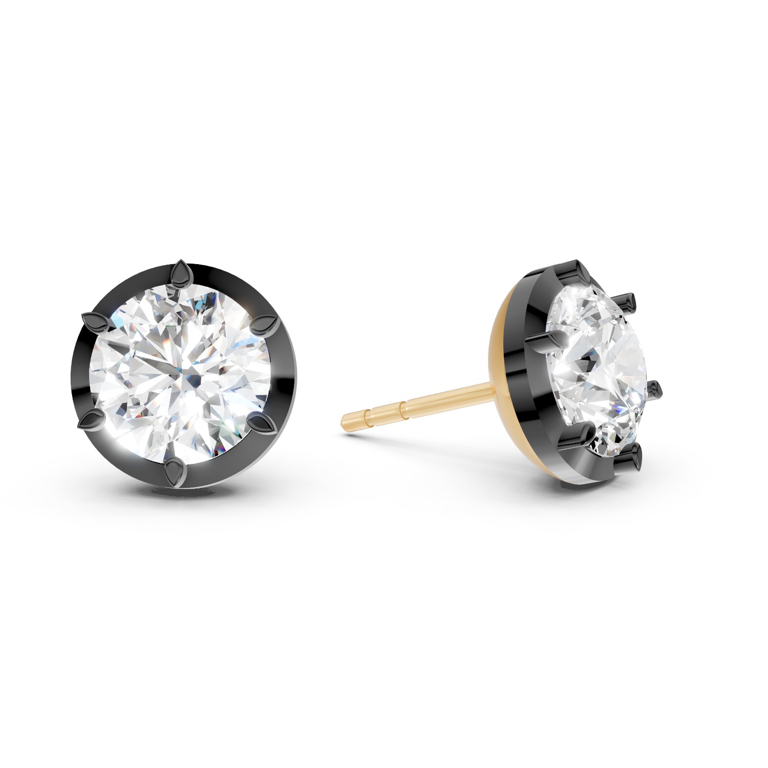 Black Bezel Lab Diamond Stud Earrings (2 ct. tw.)