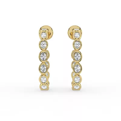 Oval Bezel Inside-Out Lab Diamond Hoop Earrings