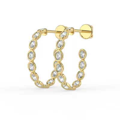Oval Bezel Inside-Out Lab Diamond Hoop Earrings
