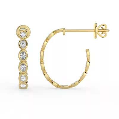 Oval Bezel Inside-Out Lab Diamond Hoop Earrings