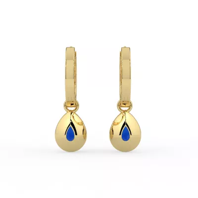Pear Sapphire & Lab Diamond Drop Hoop Earrings