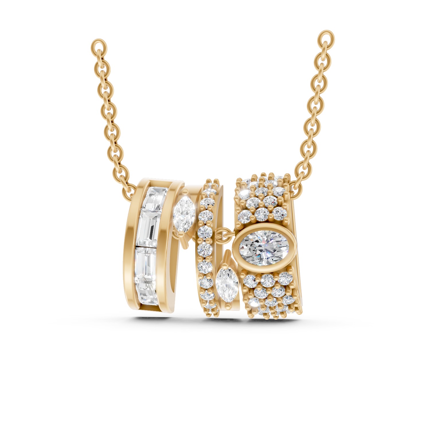 Triple Arc Mixed-Cut Lab Diamond Pendant