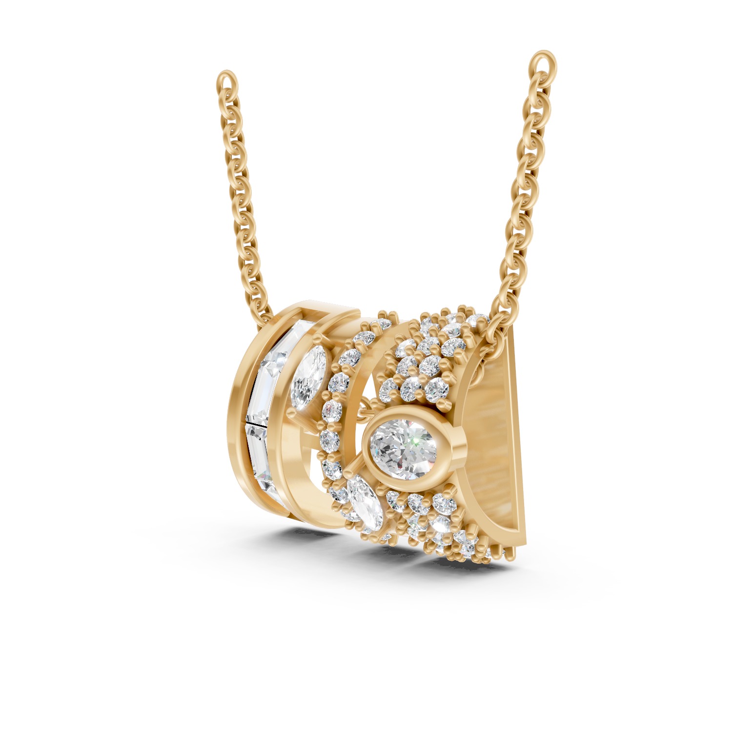 Triple Arc Mixed-Cut Lab Diamond Pendant