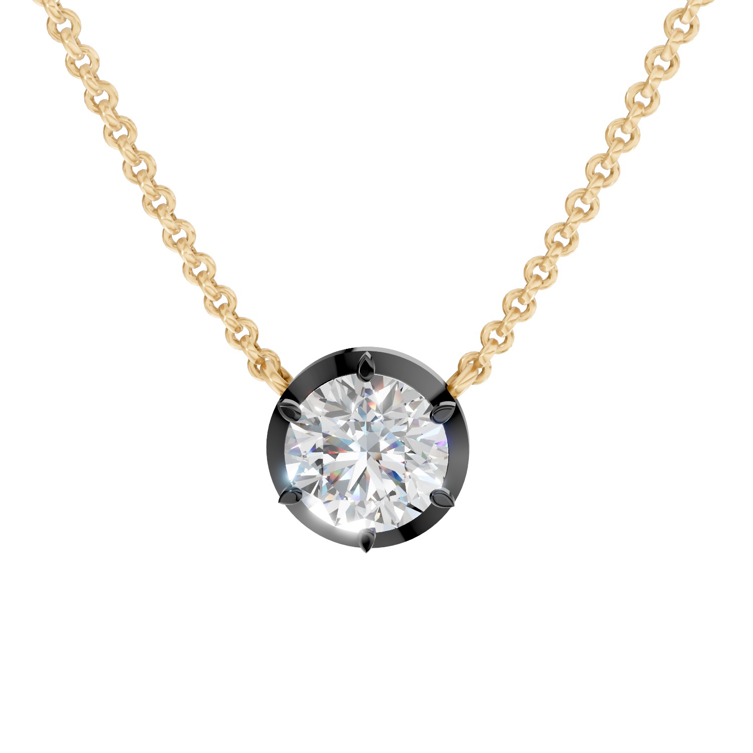 Black Bezel Round Lab Diamond Pendant (1 ct. tw.)