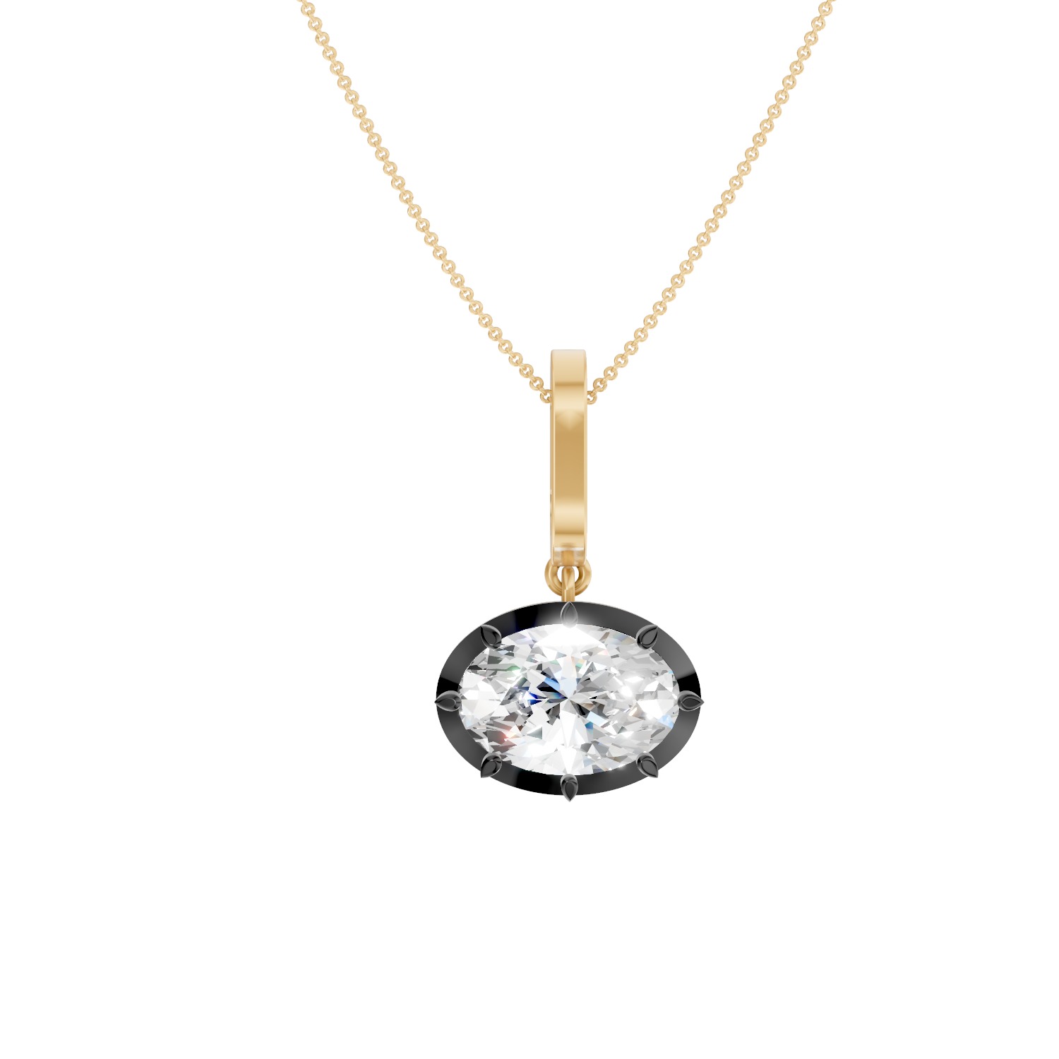 Black Bezel Oval Lab Diamond Pendant (1.50 ct. tw.)
