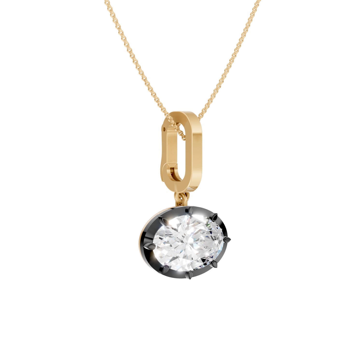 Black Bezel Oval Lab Diamond Pendant (1.50 ct. tw.)