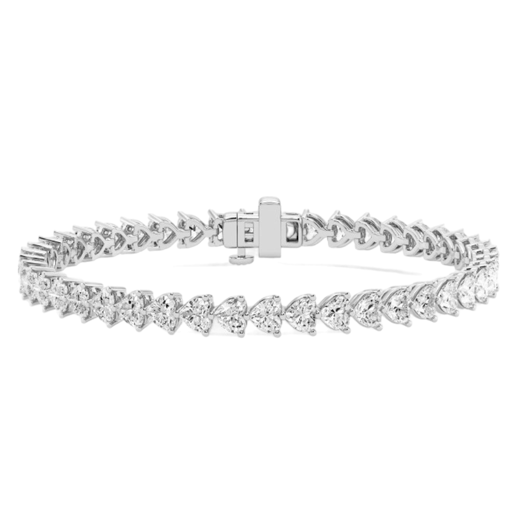 East-West Heart Lab Diamond Bracelet-14K White Gold