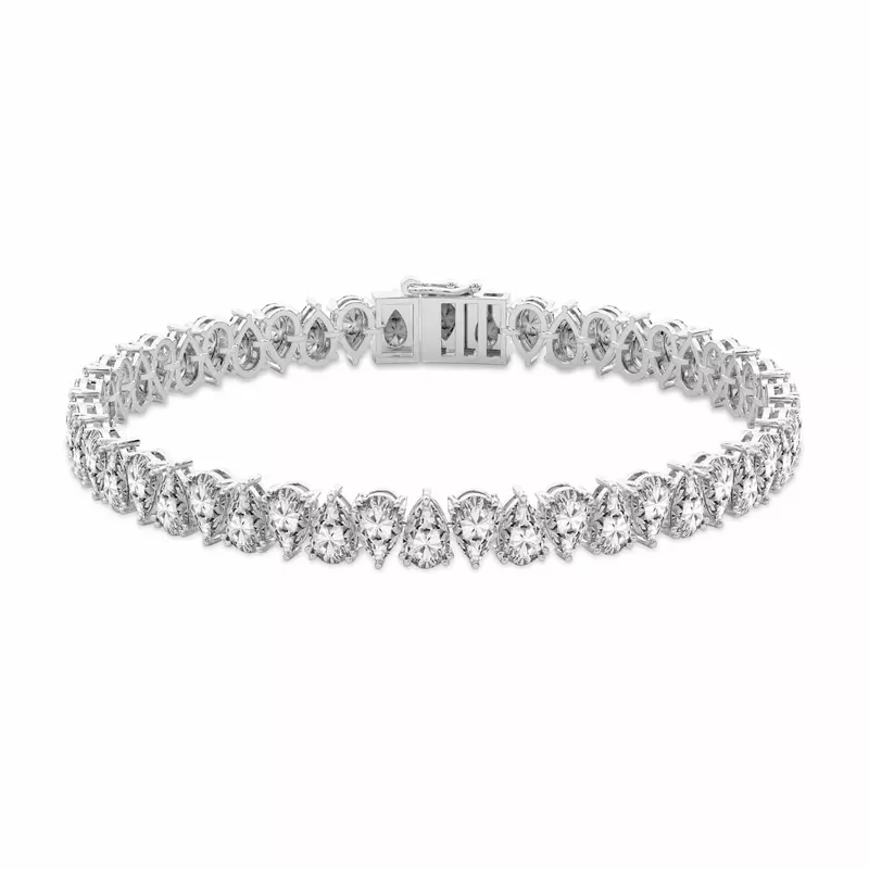 14K White Gold North-South Pear Lab Diamond Bracelet