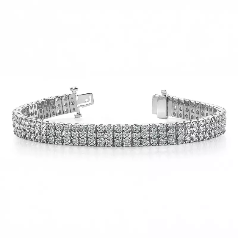 14K White Gold Triple Row Lab Diamond Bracelet (5 ct. tw.)