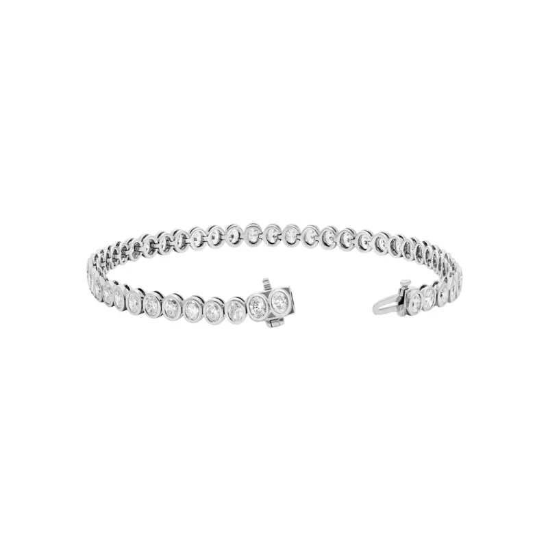 14K White Gold Oval Lab Diamond Bezel Bracelet