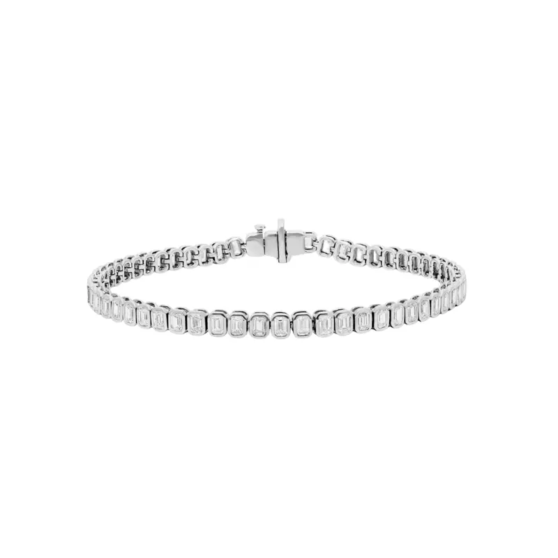 14K White Gold North-South Emerald-Cut Lab Diamond Bracelet (7.50ct. tw.)