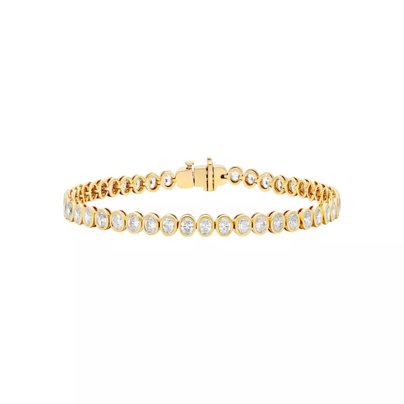 14K Yellow Gold Oval Lab Diamond Bezel Bracelet