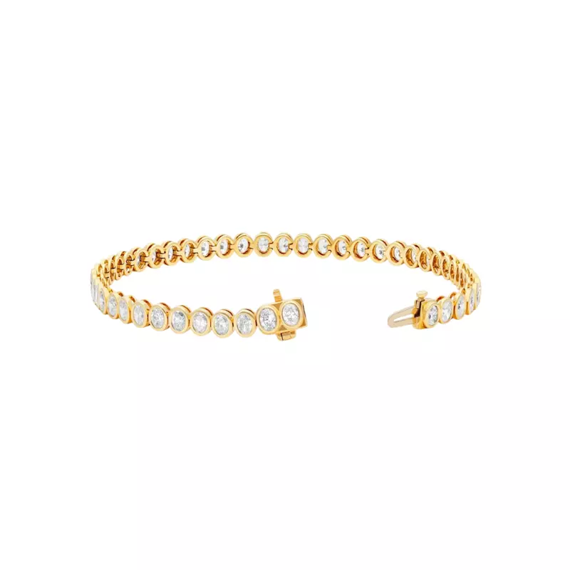 14K Yellow Gold Oval Lab Diamond Bezel Bracelet