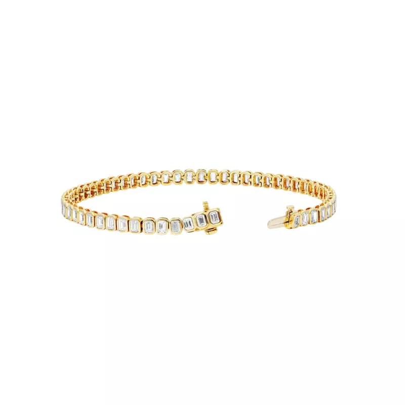 14K Yellow Gold North-South Emerald-Cut Lab Diamond Bracelet (5 3/4 ct. tw.)