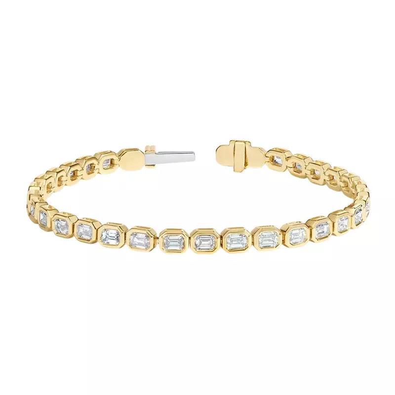 14K Yellow Gold East-West Emerald-Cut Lab Diamond Bracelet