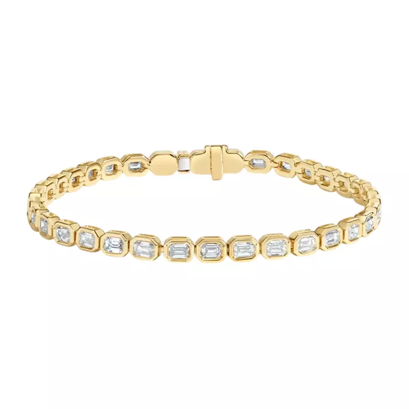 14K Yellow Gold East-West Emerald-Cut Lab Diamond Bracelet