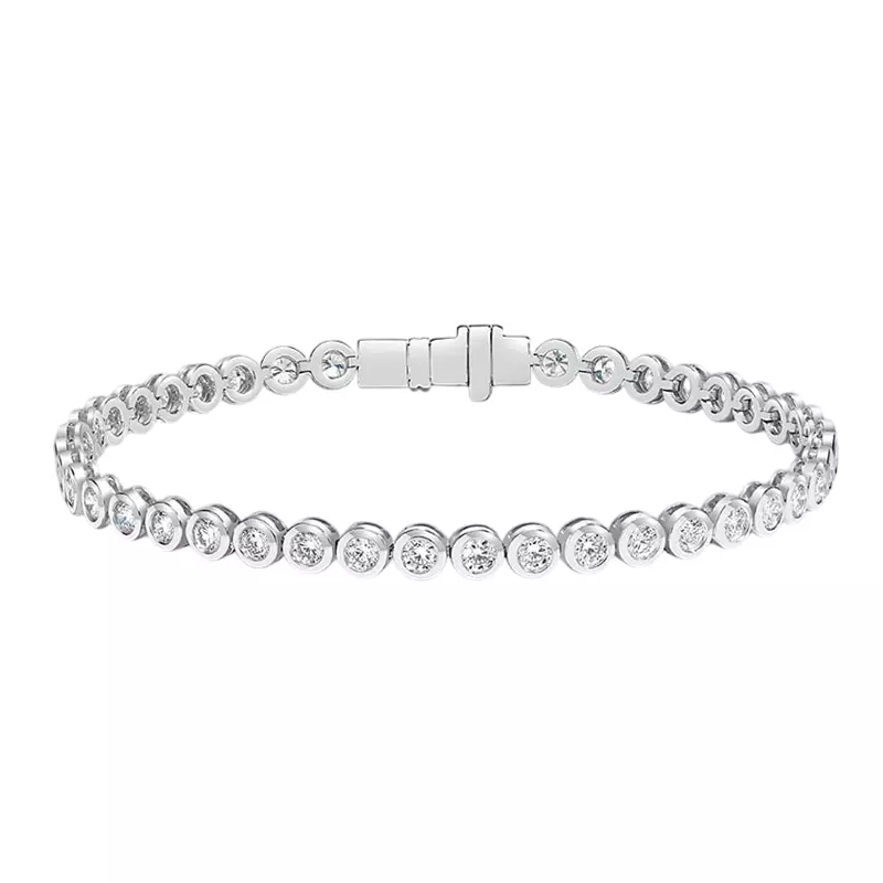 14K White Gold Round Lab Diamond Bezel Bracelet (7 ct. tw.)