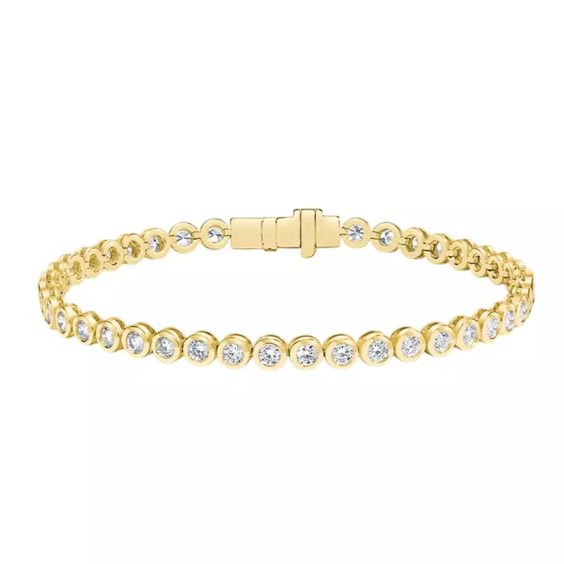 14K Yellow Gold Round Lab Diamond Bezel Bracelet (7 ct. tw.)