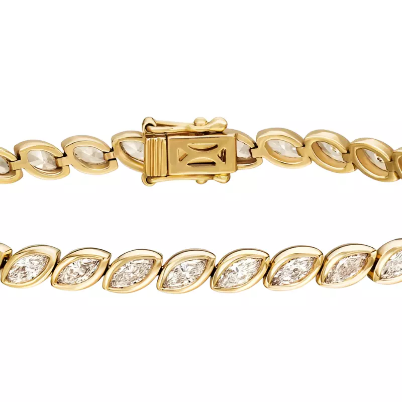 14K Yellow Gold Marquise Lab Diamond Bezel Bracelet (4 1/2 ct. tw.)