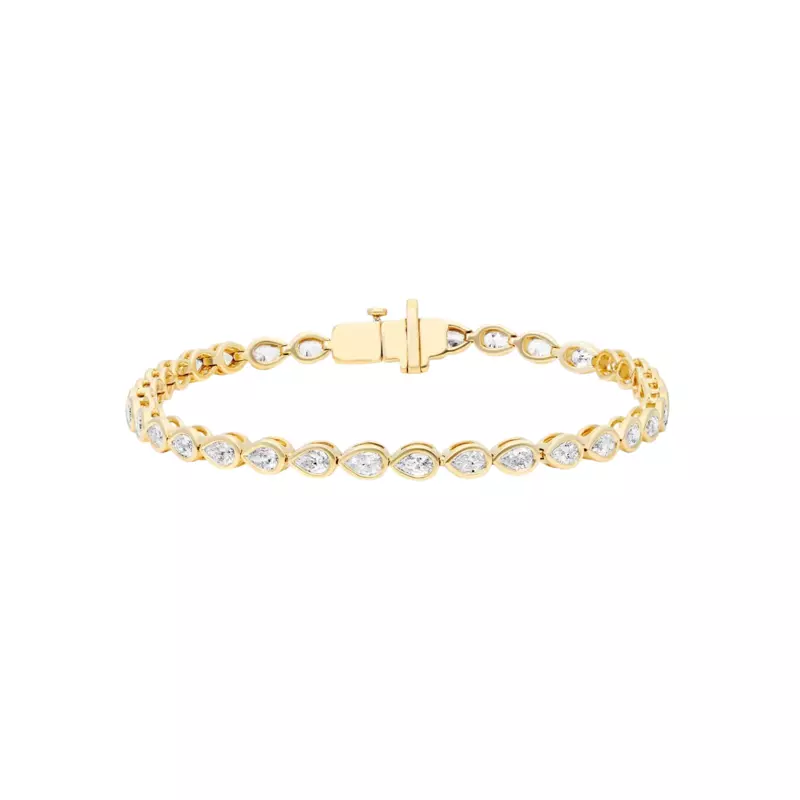 14K Yellow Gold Pear Lab Diamond Bezel Bracelet
