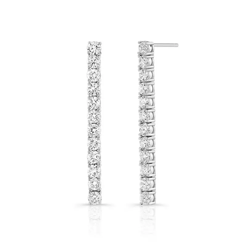 14K White Gold Classic Tennis Lab Diamond Drop Earrings