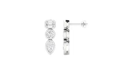 Mixed Shape Lab Diamond Drop Bezel Earrings