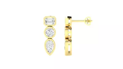 Mixed Shape Lab Diamond Drop Bezel Earrings