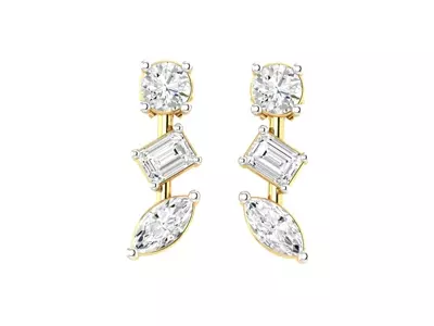 Mixed Shape Lab Diamond Drop Earrings