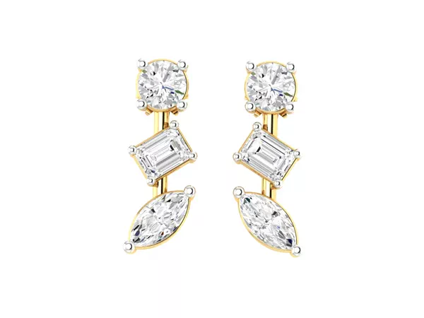 Mixed Shape Lab Diamond Drop Earrings