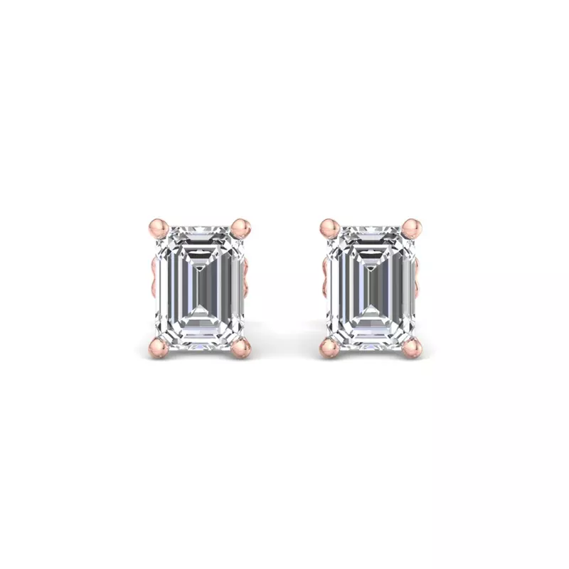 14K Rose Gold Emerald-Cut Lab Diamond Earrings (1/2 ct. tw.)