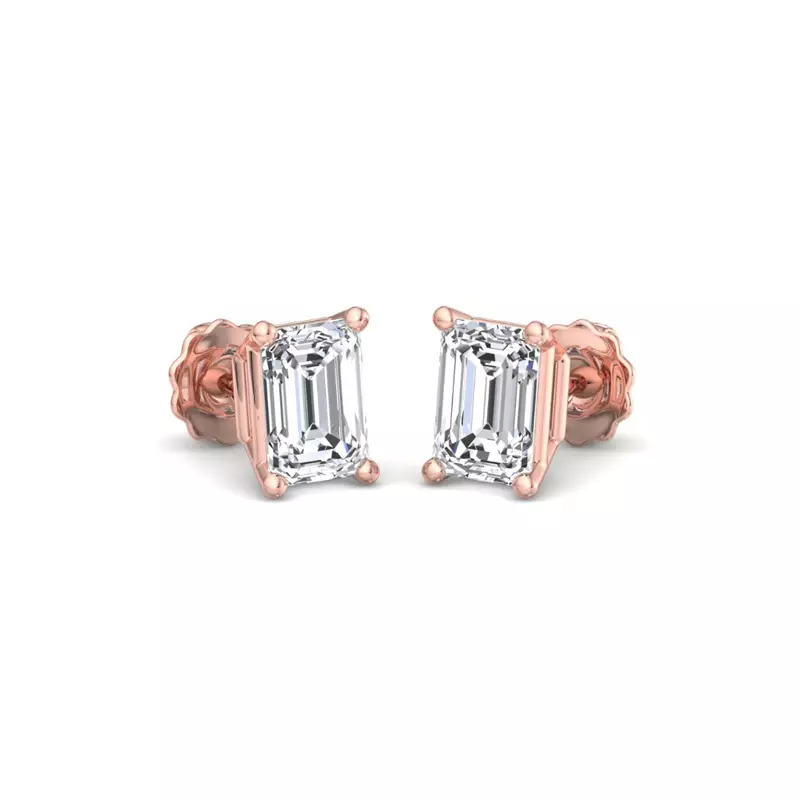14K Rose Gold Emerald-Cut Lab Diamond Earrings (1/2 ct. tw.)