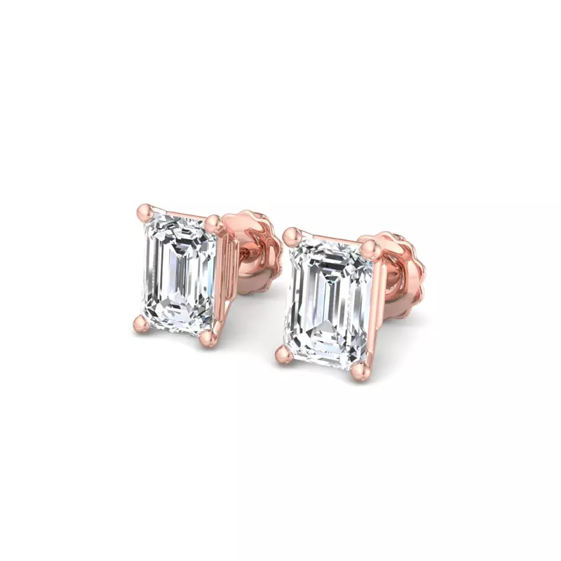 14K Rose Gold Emerald-Cut Lab Diamond Earrings (1/2 ct. tw.)