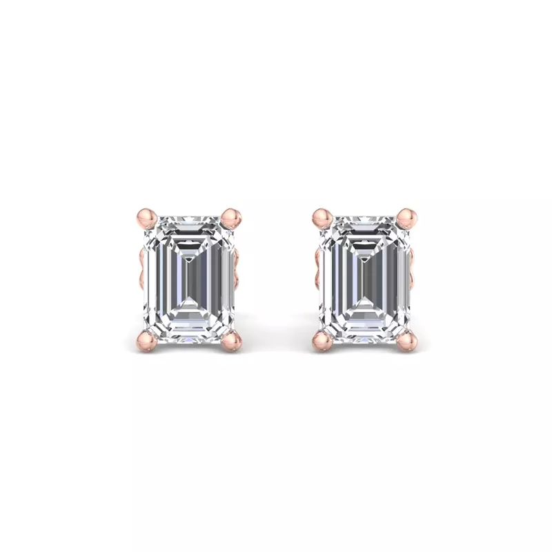 14K Rose Gold Emerald-Cut Lab Diamond Earrings (1 ct. tw.)