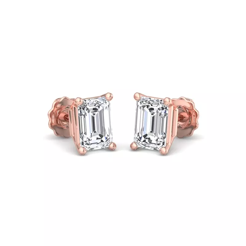 14K Rose Gold Emerald-Cut Lab Diamond Earrings (1 ct. tw.)