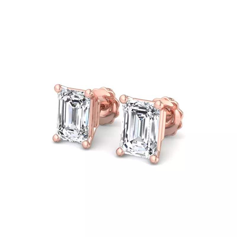 14K Rose Gold Emerald-Cut Lab Diamond Earrings (1 ct. tw.)