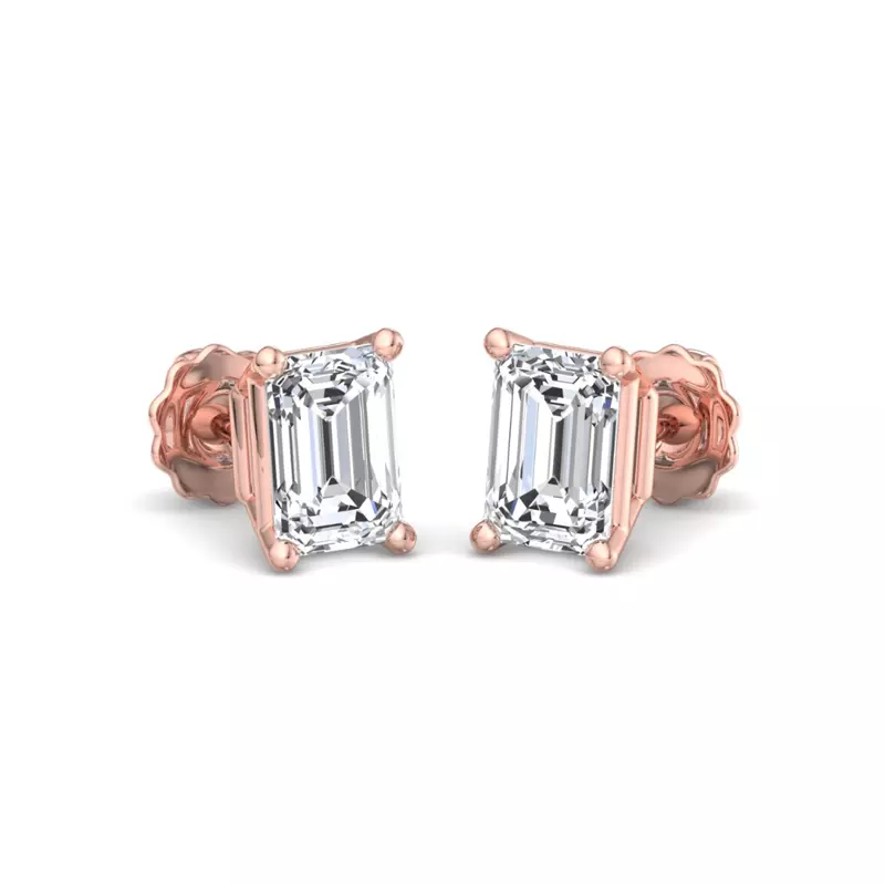14K Rose Gold Emerald-Cut Lab Diamond Earrings (2 ct. tw.)