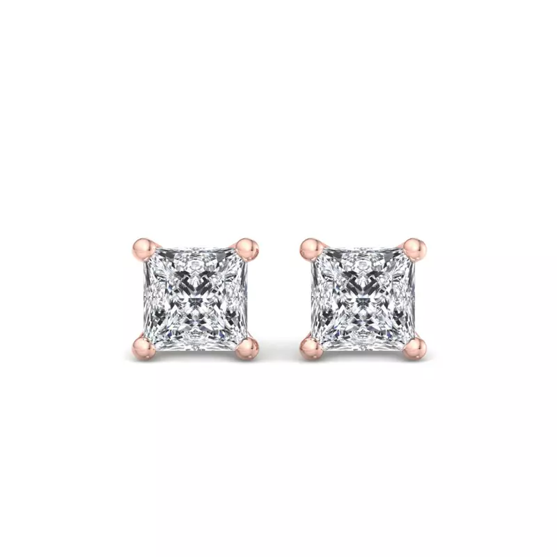 14K Rose Gold Princess-Cut Lab Diamond Earrings (1/2 ct. tw.)