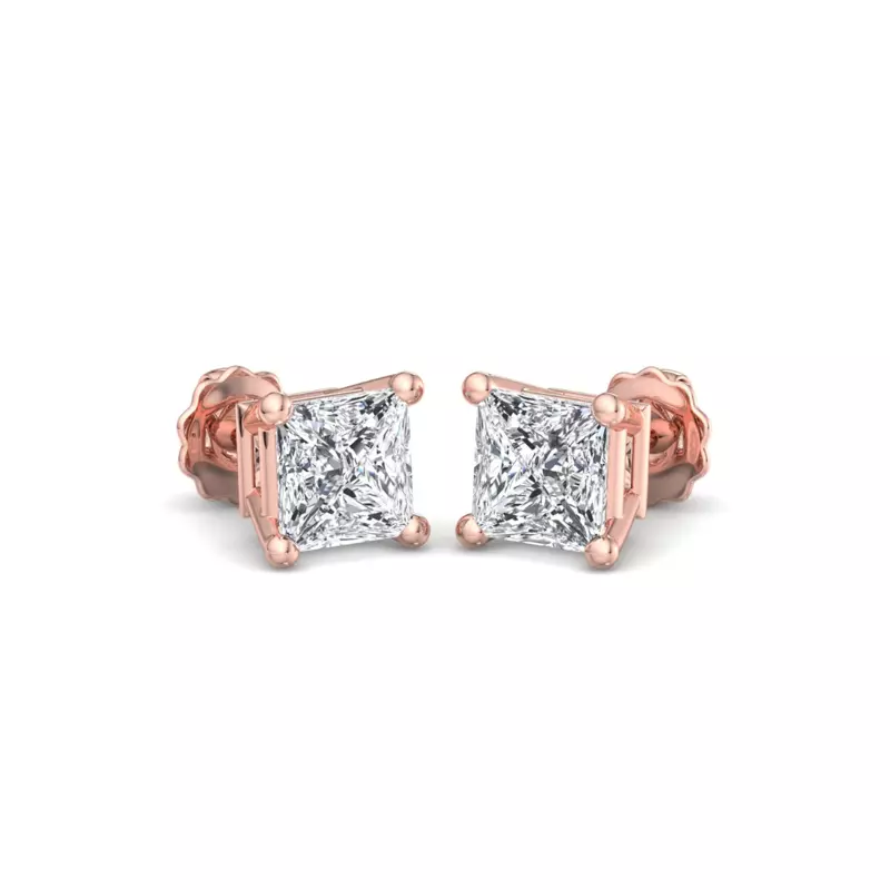 14K Rose Gold Princess-Cut Lab Diamond Earrings (1/2 ct. tw.)