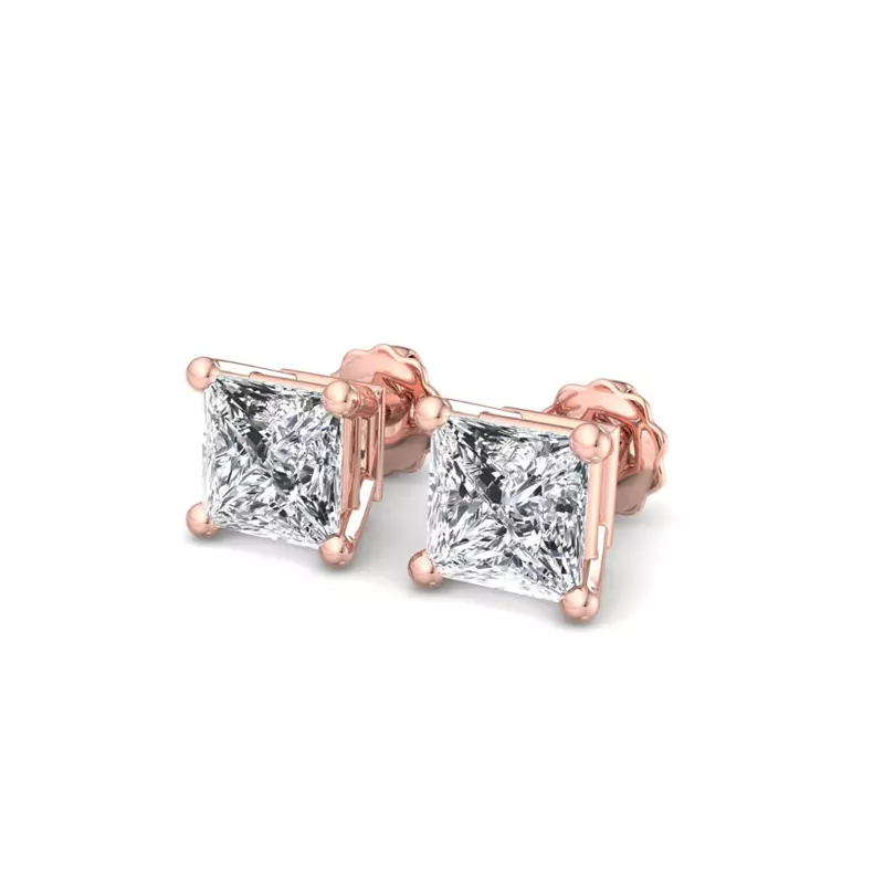 14K Rose Gold Princess-Cut Lab Diamond Earrings (1/2 ct. tw.)