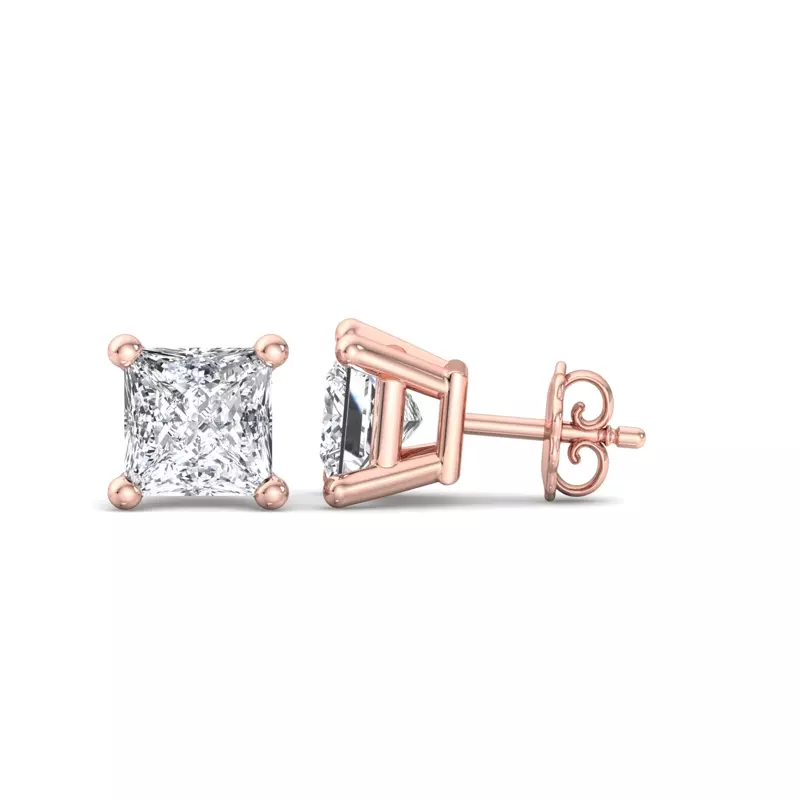 14K Rose Gold Princess-Cut Lab Diamond Earrings (1 ct. tw.)