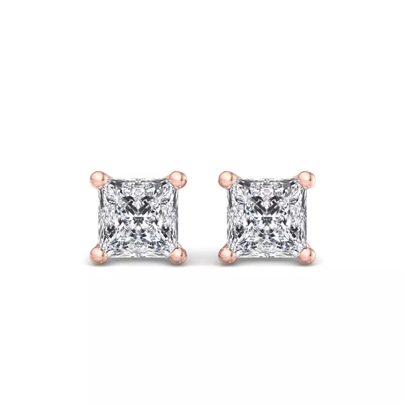 14K Rose Gold Princess-Cut Lab Diamond Earrings (1 ct. tw.)