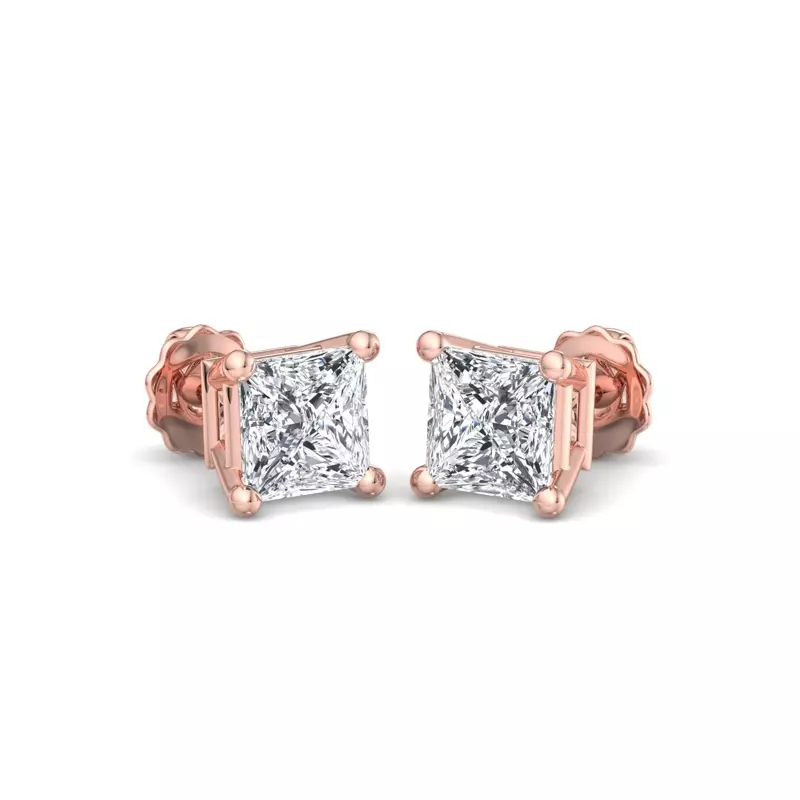 14K Rose Gold Princess-Cut Lab Diamond Earrings (1 ct. tw.)