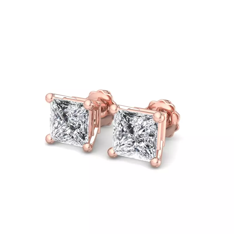 14K Rose Gold Princess-Cut Lab Diamond Earrings (1 ct. tw.)