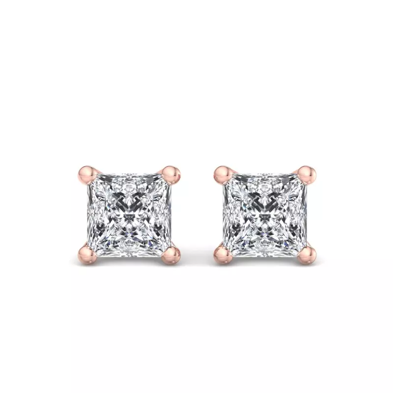 14K Rose Gold Princess-Cut Lab Diamond Earrings (2 ct. tw.)