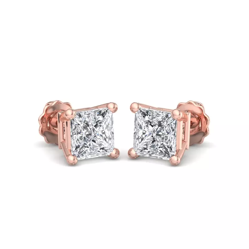 14K Rose Gold Princess-Cut Lab Diamond Earrings (2 ct. tw.)