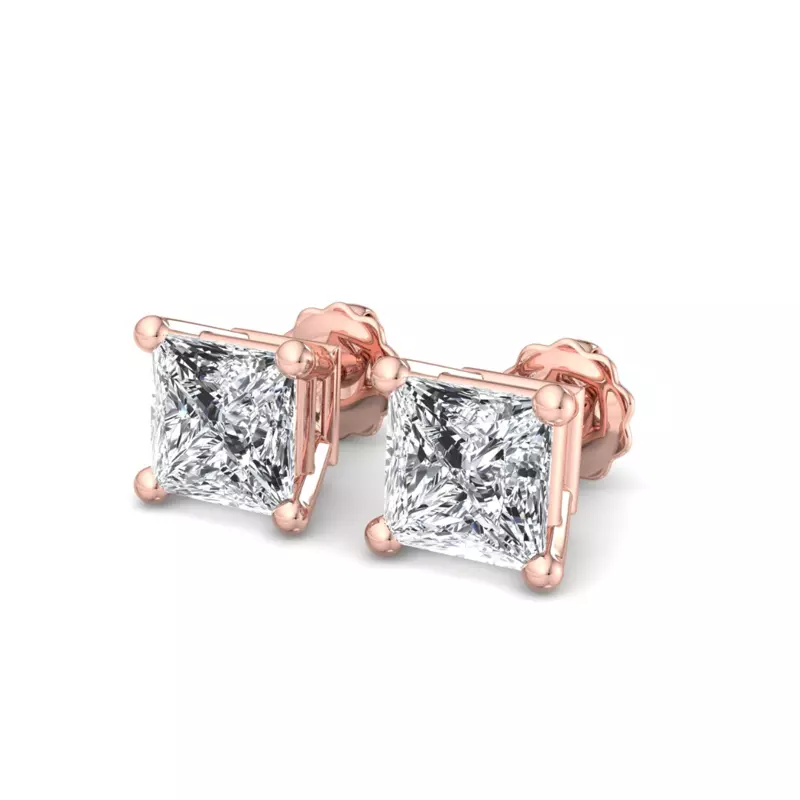 14K Rose Gold Princess-Cut Lab Diamond Earrings (2 ct. tw.)