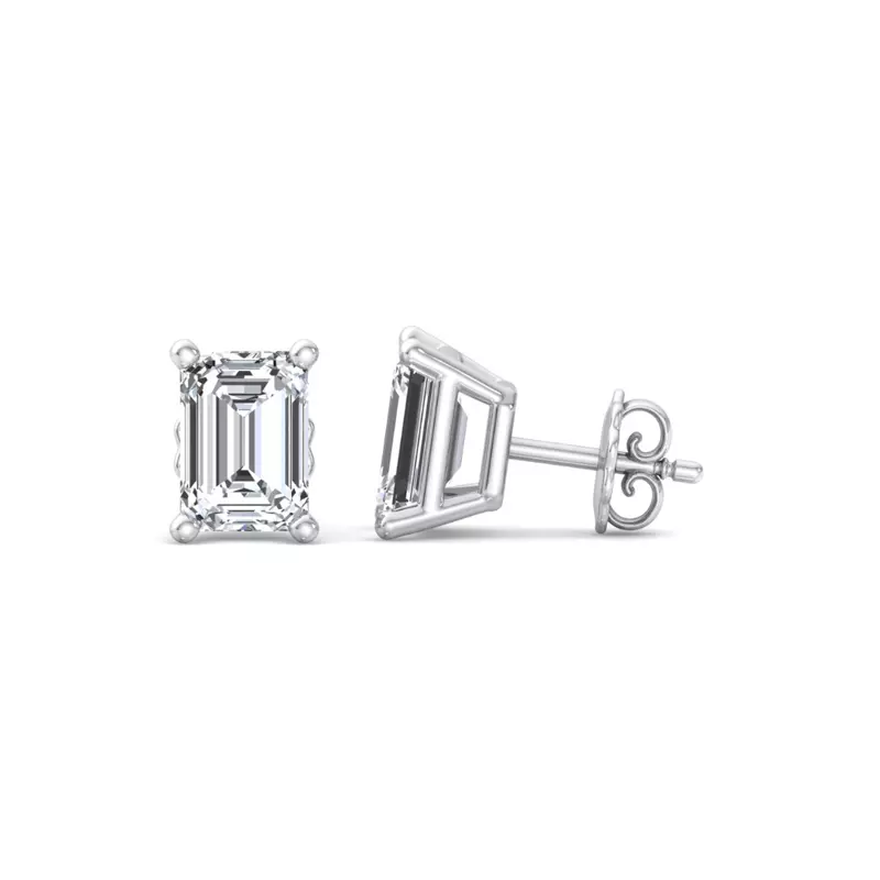 14K White Gold Emerald-Cut Lab Diamond Earrings (1/2 ct. tw.)
